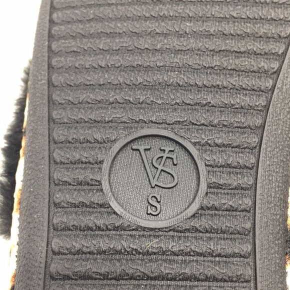 Victoria’s Secret leopard printed faux fur trim foam slipper Sz Small - Picture 5 of 8